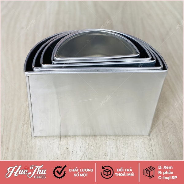 Bộ 5 khuôn nhôm bán nguyệt 12,14,16,18,20,22cm sử dụng làm bánh rau câu, bánh nướng, bánh gato, bánh các loại