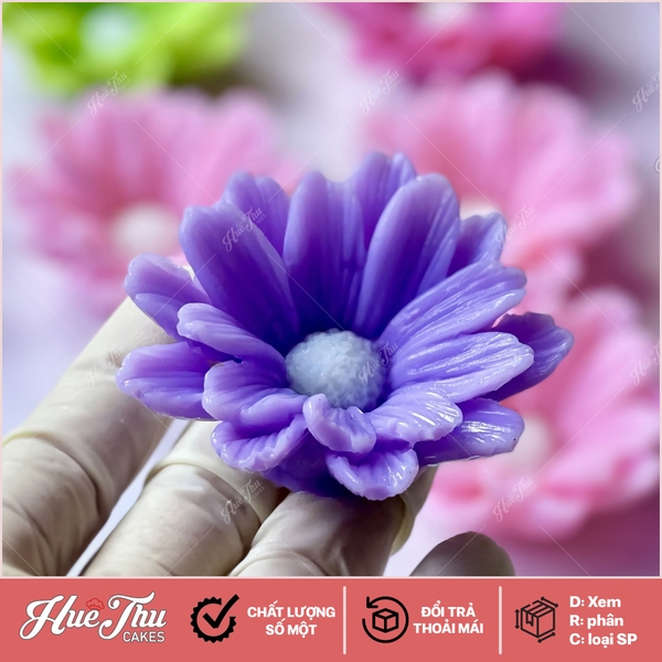 Khuôn silicon Hoa Cúc Châu Phi 7cm làm bánh rau câu 3D 4D nhấn xôi, fondant, socola, nến hanmade