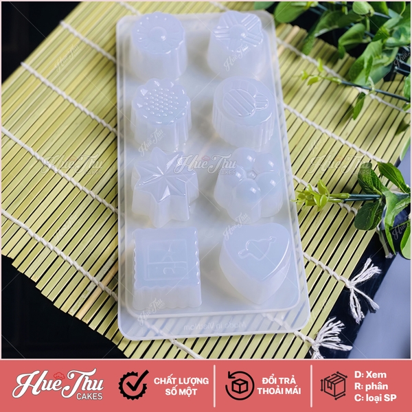 Khuôn rau câu, khay đá Hình Hoa (vỉ 10 hình hoa) làm bánh rau câu 3D 4D nhấn xôi, fondant, socola, nến hanmade