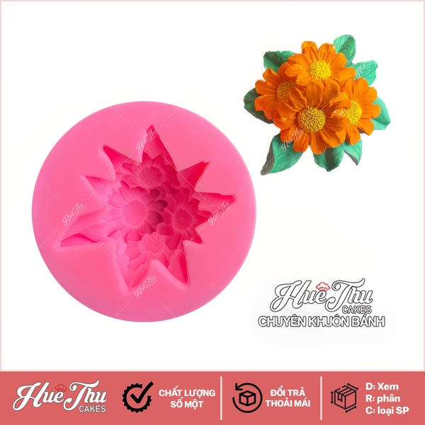 Khuôn silicon hoa Cúc Chùm 4cm làm bánh rau câu 3D 4D nhấn xôi, fondant, socola, nến hanmade