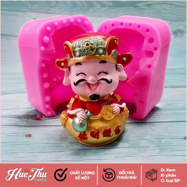 Khuôn silicon Ông Thần Tài làm bánh rau câu 3D 4D nhấn xôi, fondant, socola, nến hanmade
