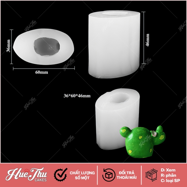 Khuôn silicon Xương Rồng 2 búp + Hoa 5cm làm bánh rau câu 3D 4D nhấn xôi, fondant, socola, nến hanmade