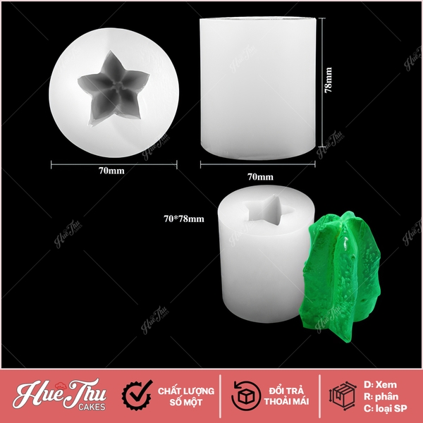 Khuôn silicon Xương Rồng khía lớn 9cm làm bánh rau câu 3D 4D nhấn xôi, fondant, socola, nến hanmade