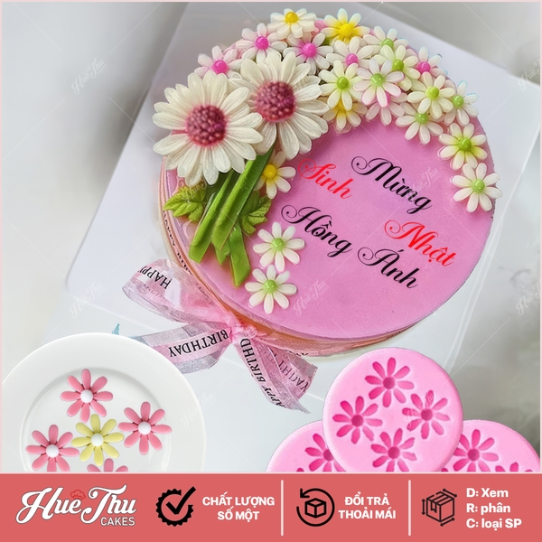 Khuôn silicon Cúc dại B69 làm bánh rau câu 3D 4D nhấn xôi, fondant, socola, nến hanmade