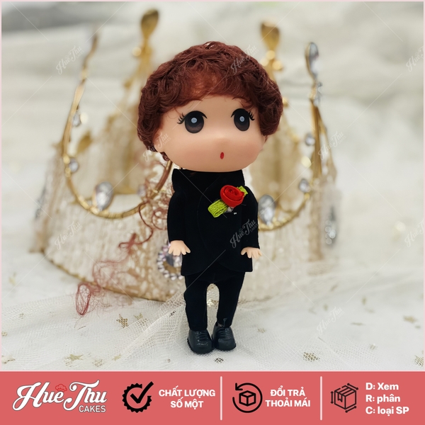 Búp bê Chú Rể 11cm trang trí bánh rau câu, bánh kem