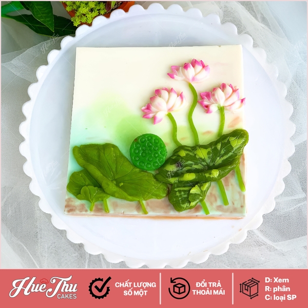 Khuôn silicon Hoa Sen + Lá Sen Nghiêng làm bánh rau câu 3D 4D nhấn xôi, fondant, socola, nến hanmade