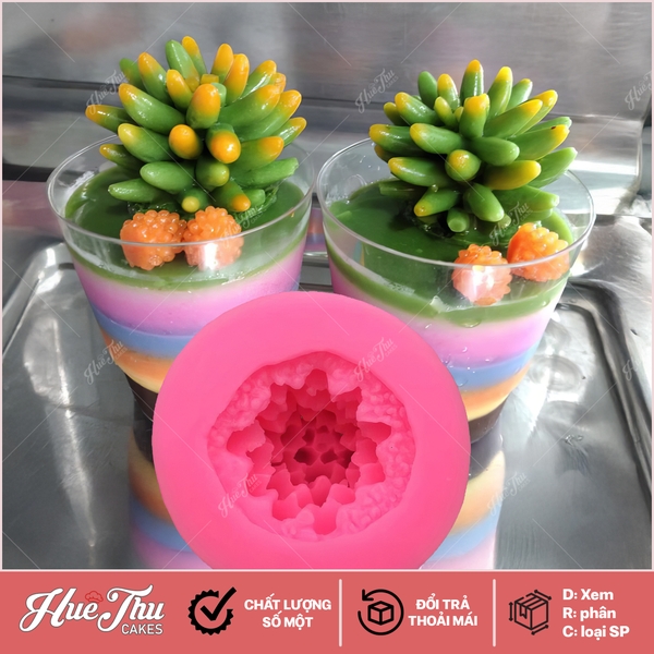 Khuôn silicon Sen Đá Cây Thông 7cm làm bánh rau câu 3D 4D nhấn xôi, fondant, socola, nến hanmade