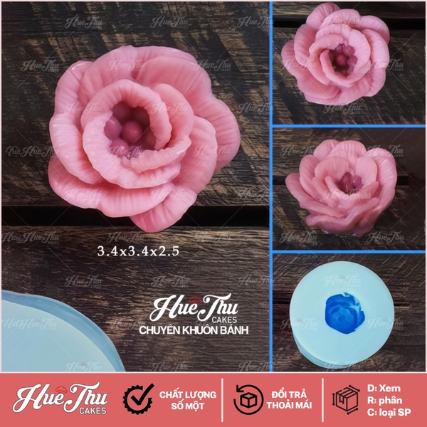 Khuôn silicon hoa Hồng Thái D13 làm bánh rau câu 3D 4D nhấn xôi, fondant, socola, nến hanmade