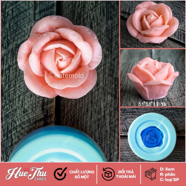 Khuôn silicon hoa Hồng Thái B41 làm bánh rau câu 3D 4D nhấn xôi, fondant, socola, nến hanmade