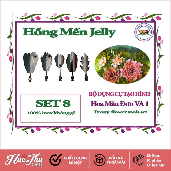 Kim làm thạch rau câu 3D hoa Mẫu Đơn VA1 cao cấp không gỉ