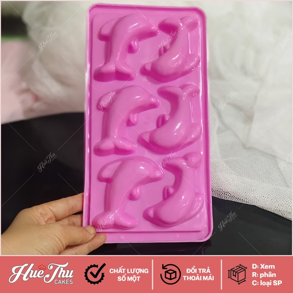 Khuôn rau câu, khay đá Cá Heo làm bánh rau câu 3D 4D nhấn xôi, fondant, socola, nến hanmade