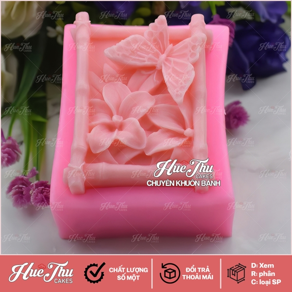 Khuôn silicon Chú Bướm Bên Hoa làm bánh rau câu 3D 4D nhấn xôi, fondant, socola, nến hanmade