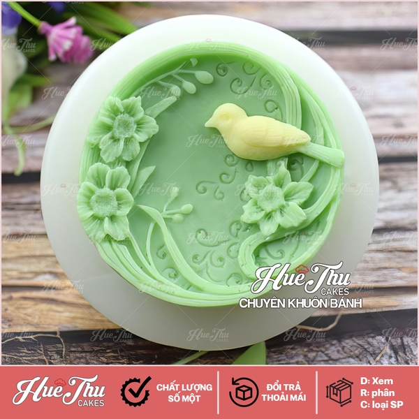 Khuôn silicon Chú Chim Nhỏ Bên Hoa làm bánh rau câu 3D 4D nhấn xôi, fondant, socola, nến hanmade