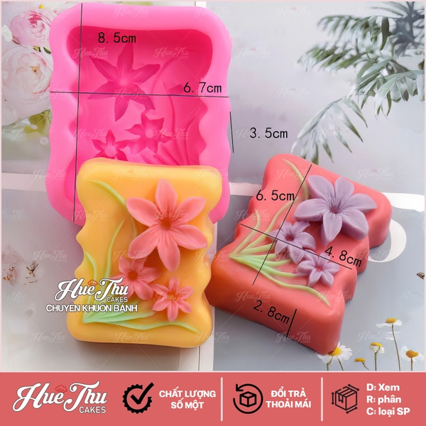 Khuôn silicon Cành Hoa 5 Cánh làm bánh rau câu 3D 4D nhấn xôi, fondant, socola, nến hanmade