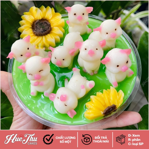 Khuôn silicon Heo Con (set 8 con) làm bánh rau câu 3D 4D nhấn xôi, fondant, socola, nến hanmade