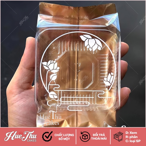 Combo Khay Túi Sen 9cm đựng bánh Trung Thu (100 bộ) - Túi hàn đựng bánh