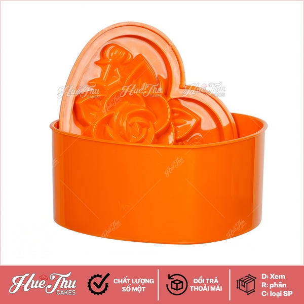 Khuôn xôi hình Trái Tim Hoa Hồng VN rộng 15cm cao 7cm - khuôn ép xôi, khuôn nhấn xôi VN