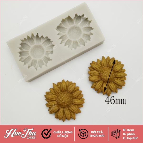 Khuôn silicon hoa Hướng Dương (2 bông - 4.6cm/bông) làm bánh rau câu 3D 4D nhấn xôi, fondant, socola, nến hanmade