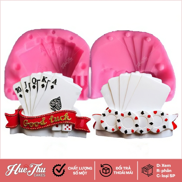 Khuôn silicon Bộ Bài Tây làm bánh rau câu 3D 4D nhấn xôi, fondant, socola, nến hanmade