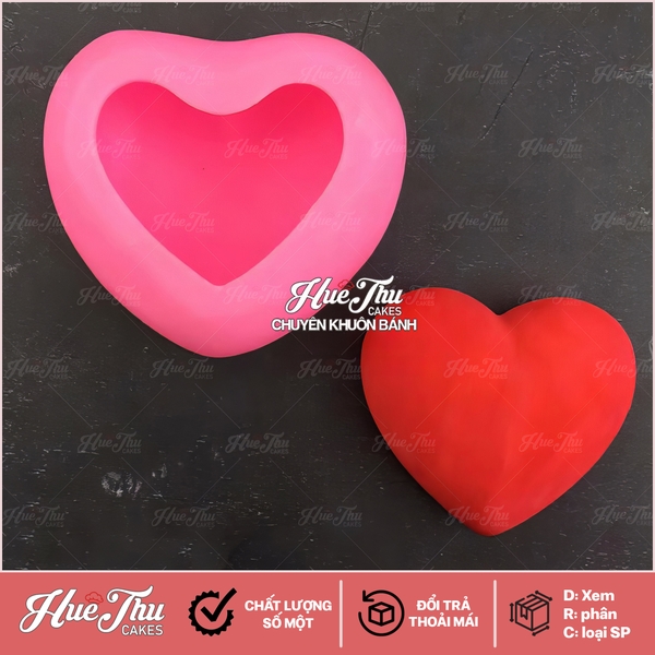 Khuôn silicon Trái Tim Trơn làm bánh rau câu 3D 4D nhấn xôi, fondant, socola, nến hanmade