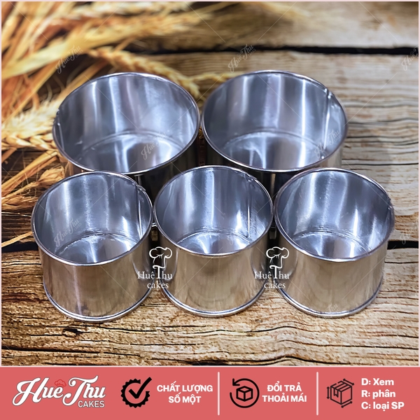 Khuôn nhôm tròn đế liền rộng 6/8cm làm bánh rau câu, bông lan, trung thu