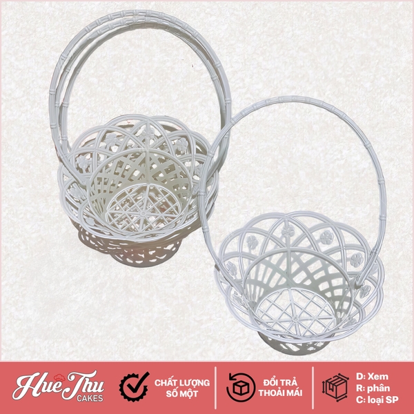 Giỏ nhựa cắm hoa 18cm, đựng trái cây, quà tặng, làm bánh rau câu giỏ hoa