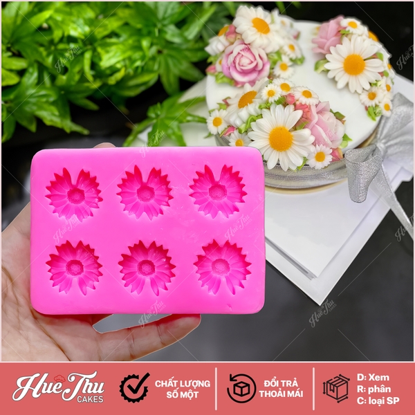 Khuôn silicon hoa Cúc Họa Mi nhí (vỉ nhiều bông) làm bánh rau câu 3D 4D nhấn xôi, fondant, socola, nến hanmade