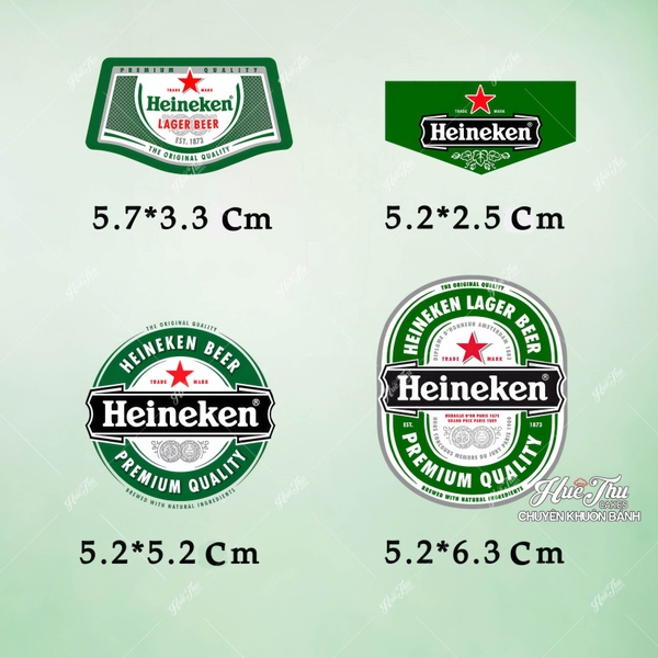 Tấm Tem Nhãn Bia Rượu XO Heineken Tiger Chivas decal dán lên bánh trang trí bánh rau câu tiện lợi (nhiều mẫu)