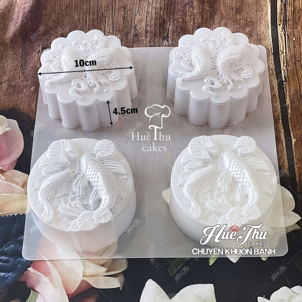 Khuôn rau câu, nhấn xôi Cá Vàng (vỉ 4 khuôn) làm bánh rau câu, ép xôi