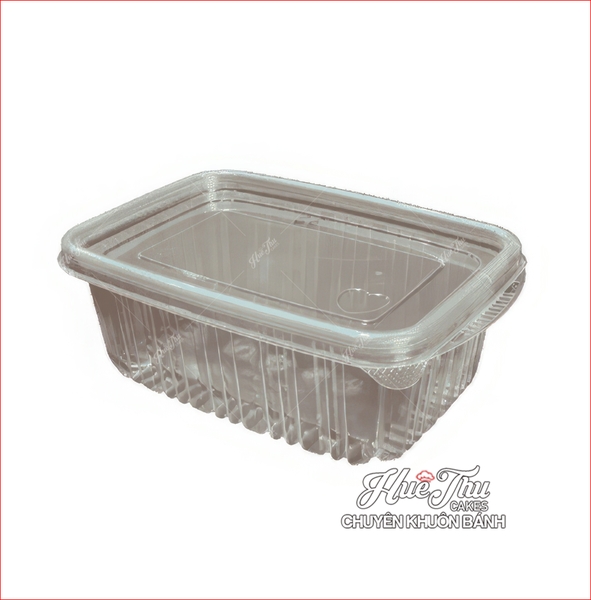 Hộp nhựa chữ nhật sọc TTK trong (10 cái) có nắp đựng thực phẩm, rau câu