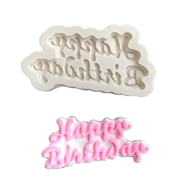 Khuôn silicon chữ Happy Birthday 7cm (nhiều mẫu) làm bánh rau câu 3D 4D nhấn xôi, fondant, socola, nến hanmade