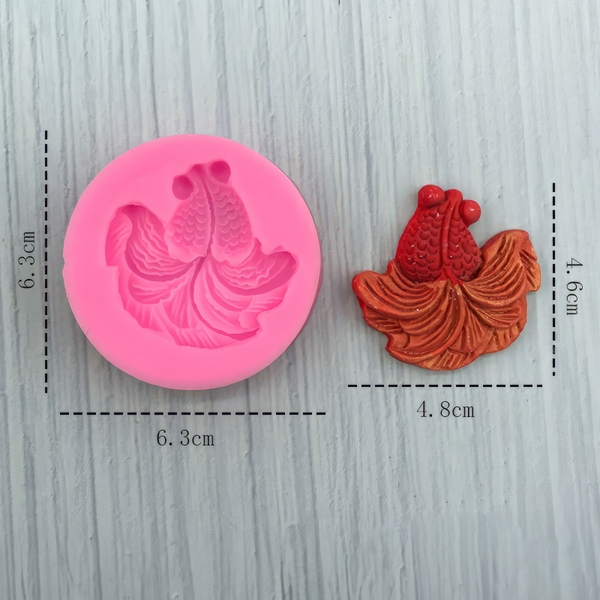 Khuôn silicon Cá Vàng Đuôi Xòe A90 làm bánh rau câu 3D 4D nhấn xôi, fondant, socola, nến hanmade