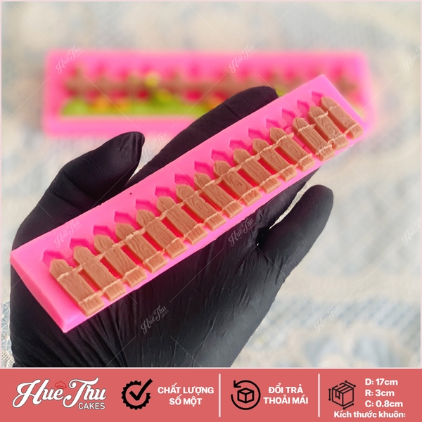 Khuôn silicon Hàng Rào Gỗ A140 làm bánh rau câu 3D 4D nhấn xôi, fondant, socola, nến hanmade