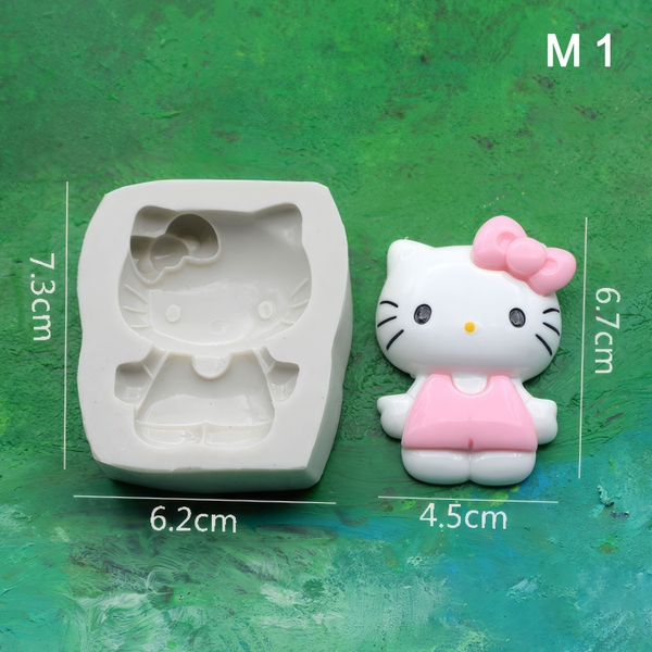 Khuôn silicon Mèo Hello Kitty, Doraemon A63 làm bánh rau câu 3D 4D nhấn xôi, fondant, socola, nến hanmade