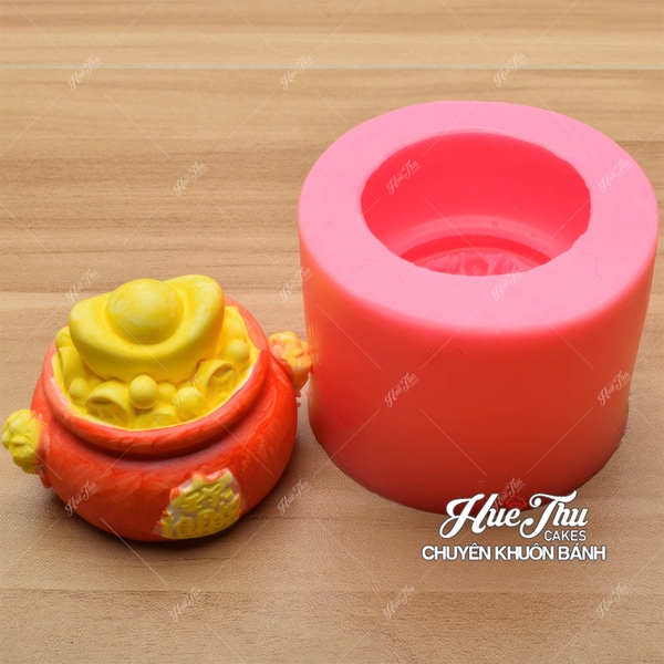 Khuôn silicon Hũ Vàng nhỏ (có thỏi vàng) Tạo Hình 3D/4D Đa Dụng