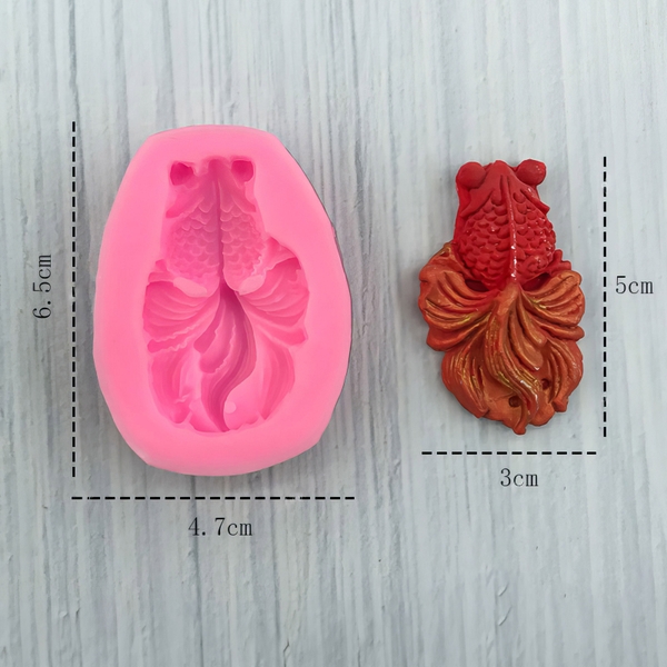 Khuôn silicon Cá Vàng Đuôi Xòe A90 làm bánh rau câu 3D 4D nhấn xôi, fondant, socola, nến hanmade
