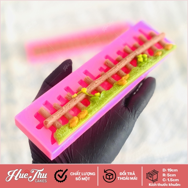 Khuôn silicon Hàng Rào Gỗ A140 làm bánh rau câu 3D 4D nhấn xôi, fondant, socola, nến hanmade