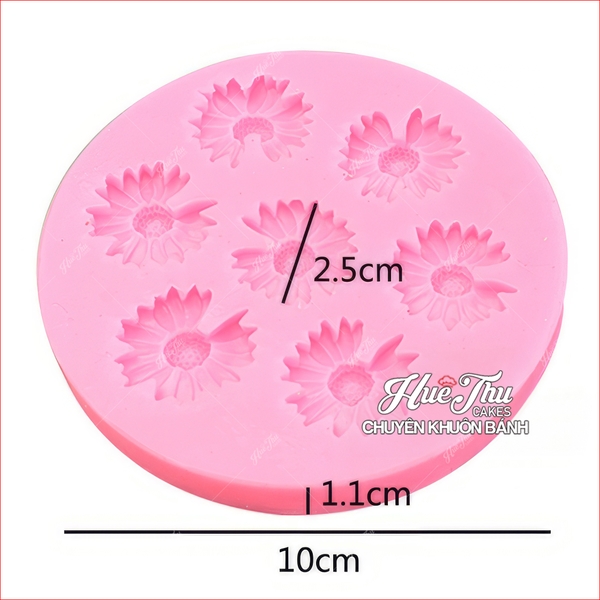 Khuôn silicon hoa Cúc Họa Mi nhí (vỉ nhiều bông) làm bánh rau câu 3D 4D nhấn xôi, fondant, socola, nến hanmade