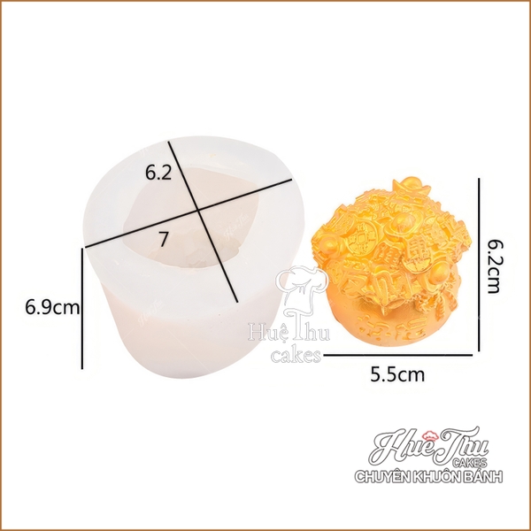 Khuôn silicon Hũ Vàng nhỏ (có thỏi vàng) Tạo Hình 3D/4D Đa Dụng