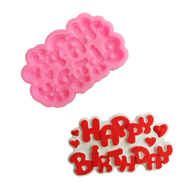 Khuôn silicon chữ Happy Birthday 7cm (nhiều mẫu) làm bánh rau câu 3D 4D nhấn xôi, fondant, socola, nến hanmade