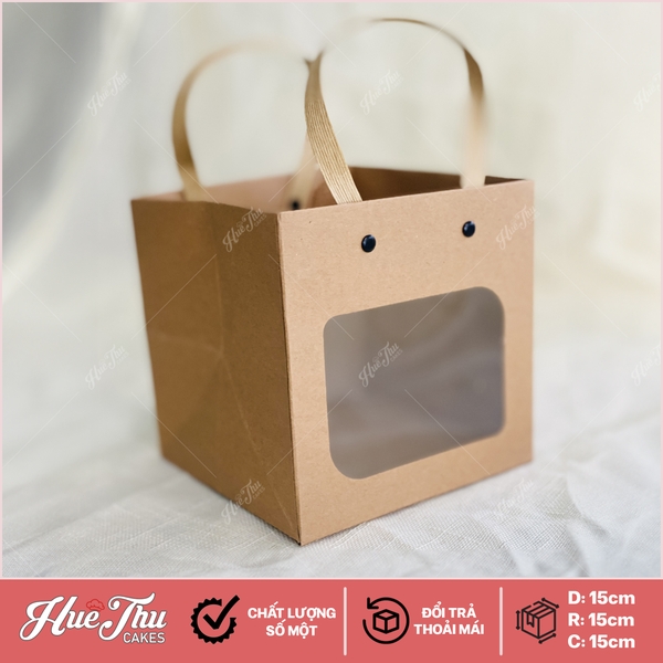 Túi Giấy Kraft Đựng Quà 15cm, túi vuông đựng lọ hoa, đựng bánh các loại