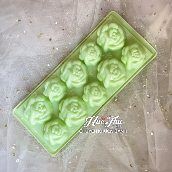 Khuôn rau câu, khay đá Hoa Hồng Nở làm bánh rau câu 3D 4D nhấn xôi, fondant, socola, nến hanmade