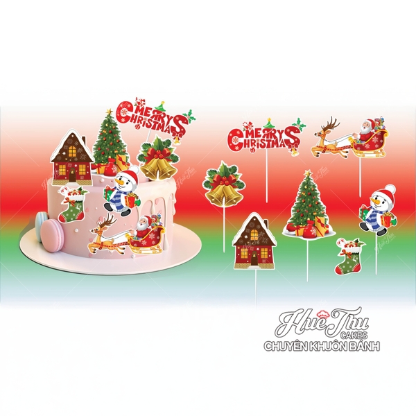 Que cắm Giáng sinh (6 chi tiết) trang trí bánh rau câu, bông lan... dịp Noel