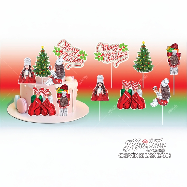 Que cắm Giáng sinh (6 chi tiết) trang trí bánh rau câu, bông lan... dịp Noel