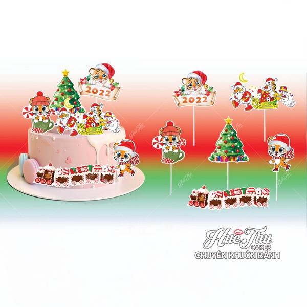 Que cắm Giáng sinh (6 chi tiết) trang trí bánh rau câu, bông lan... dịp Noel