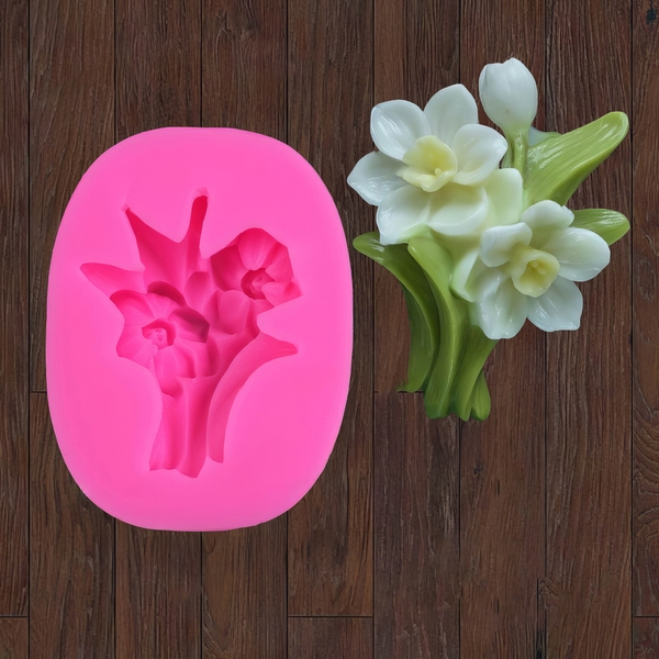Khuôn silicon Chùm Thủy Tiên A77 làm bánh rau câu 3D 4D nhấn xôi, fondant, socola, nến hanmade