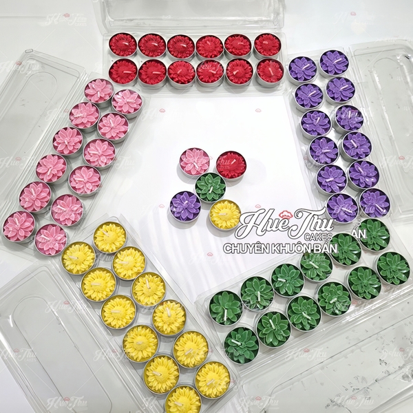 Nến bơ Organic - Nến hoa nổi tealight (hộp 12 viên) decor bàn tiệc, mâm cúng