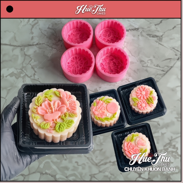 Combo 4 khuôn silicon Hoa Cúc Hoa Sen Trung Thu 1234 A117 làm bánh rau câu 3D 4D nhấn xôi, fondant, socola, nến hanmade