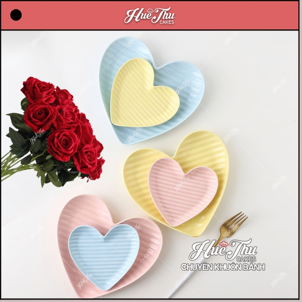 Đĩa Tim Rằn Sứ 12.5cm (nhiều màu), Đĩa Tim Đựng Xôi Bánh Bao Trầu Cau - trang trí đồ ăn, bàn tiệc, mâm cúng