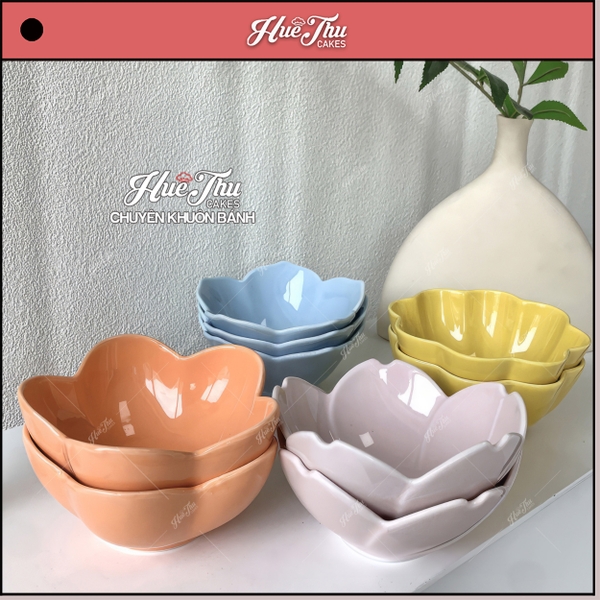 Bát Hoa Mai 12cm (nhiều màu), Chén Hoa Mai Sứ Decor - trang trí đồ ăn, mâm cúng